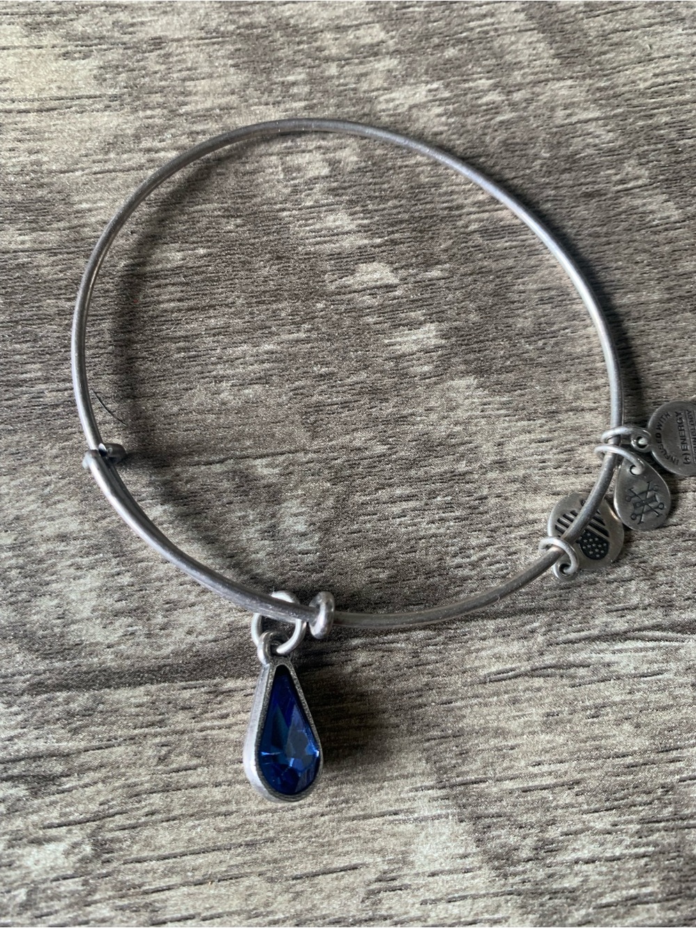 Alex & Ani September Birthstone Teardrop Pendant Charm Bracelet Silver
